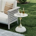 thumbnail image 5 of Metal Round End Table,Modern Pedestal Table,Corner Drink Tables,Accent Side Table Nightstand for Living Room,Patio and bar (White-Gold), 5 of 18