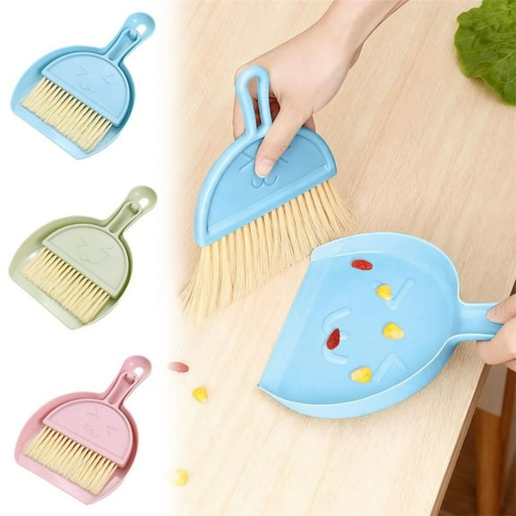 TAROFISH Mini Cleaning Set Small Animal Cage Brush and Dustpan Space Saving Design with Hanging Hole for Hamsters Guinea Pigs Rabbits 8.27 Inch,Multicoloured,3