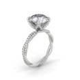 thumbnail image 2 of Ember Jewel 2 Ct Round Cut Moissanite Engagement Ring - 14K White Gold Plated Twisted Solitaire with Accents Ring - Wedding Jewelry - Thoughtful Gift for Her - Design for Celebrating Love, 2 of 3