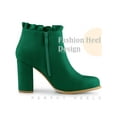 thumbnail image 5 of BLISSFUL STEP Women Ruffle Block High Heels Ankle Boots for Women Emerald Green 7.5, 5 of 8