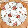 thumbnail image 2 of Round Fitted Tablecloth with Elastic Edges Fits 36"-44" Round Tables Pioneer Colorful Floral Waterproof Table Cover Washable Indoor and Outdoor for Party Kitchen Dinner Banquet Patio Picnic, 2 of 7