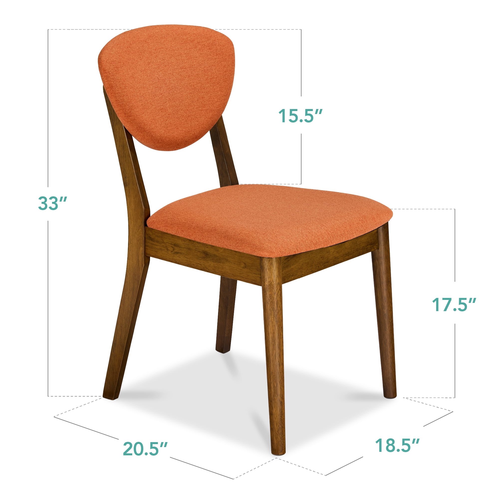 Best Choice Products 2-Piece Mid-Century Modern Wood & Upholstered Dining Chair Set - Walnut/Burnt Orange
