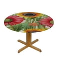 thumbnail image 3 of JEUXUS Summer Sunflower Poppy Round Tablecloth with Elastic Edged Floral Flower Fitted Table Cloths Cover Mat Washable Polyester Spill Proof Table Covers for Indoor 0utdoor Dinning Patio Table, 3 of 7