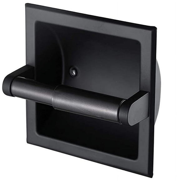 MAFNIO 1 Pack de Support de Papier Toilette Encastré Noir Mat en Métal avec Supports de Fixation, Support Mural de Papier Toilette de Salle de Bain, Boîte à Mouchoirs