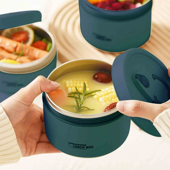 Lonchera Térmica de Acero Inoxidable, Diseño a Prueba de Fugas, Aislamiento de Espuma, Asa Portátil, Conservación de Alimentos Multicapa, Uso En Oficina, Escuela y Exteriores, Incluye Bolsa