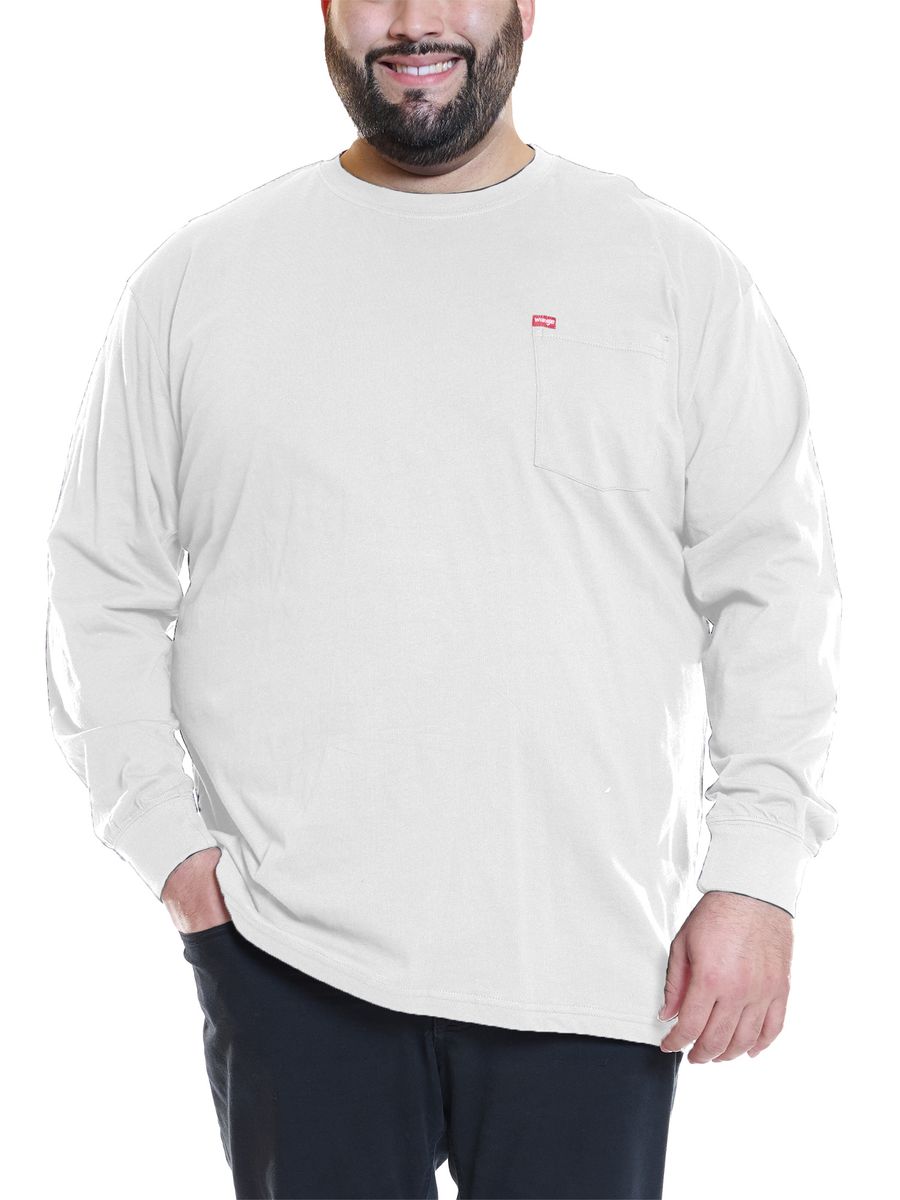 Wrangler Men’s Big and Tall Cotton Pocket Tee with Long Sleeves, Sizes 1XL-6XL