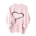 thumbnail image 2 of Tarmeek Long Sleeve Jesus Shirts for Women Fashion Loose Round Neck Pink Christan Sweatshirts Jesus Faith Pullover Casual Womens Tops Pink, 2 of 5