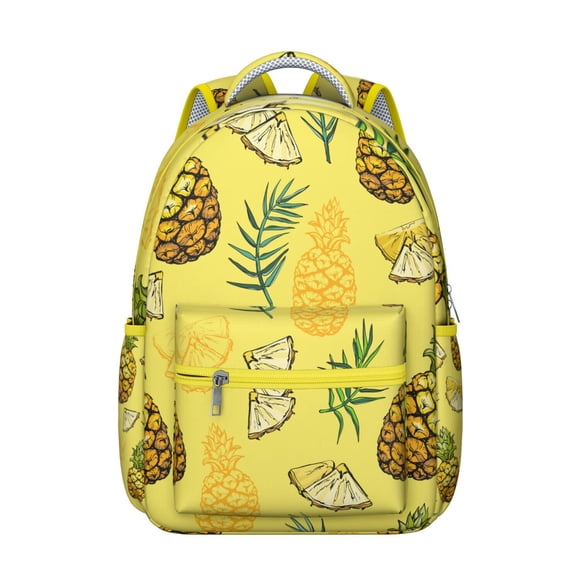 Sac à Dos Esthétique pour Étudiants Ananas Hawaïen Hawaii Tropical Sac d'École avec Fruits Été Jaune Doré Design, Confortable et Durable