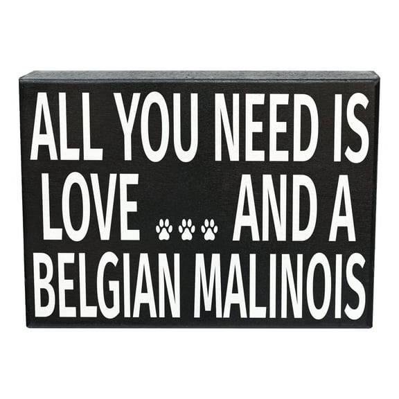 JennyGems Belgian Malinois Gifts,  Love and a Belgian Malinois Wooden Sign, Belgian Malinois Dog Mom, Shelf Decor and Wall Hanging, Made in USA