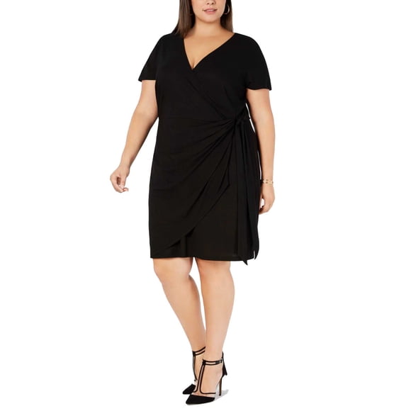 INC International Concepts Women’s Plus Size Wrap Dresses, Black, 2X