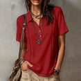 thumbnail image 6 of cocolona Womens Summer Tops Short Sleeve Crew Neck Striped Printed Shirts Dressy Casual Loose Solid Color Blouses, 6 of 6