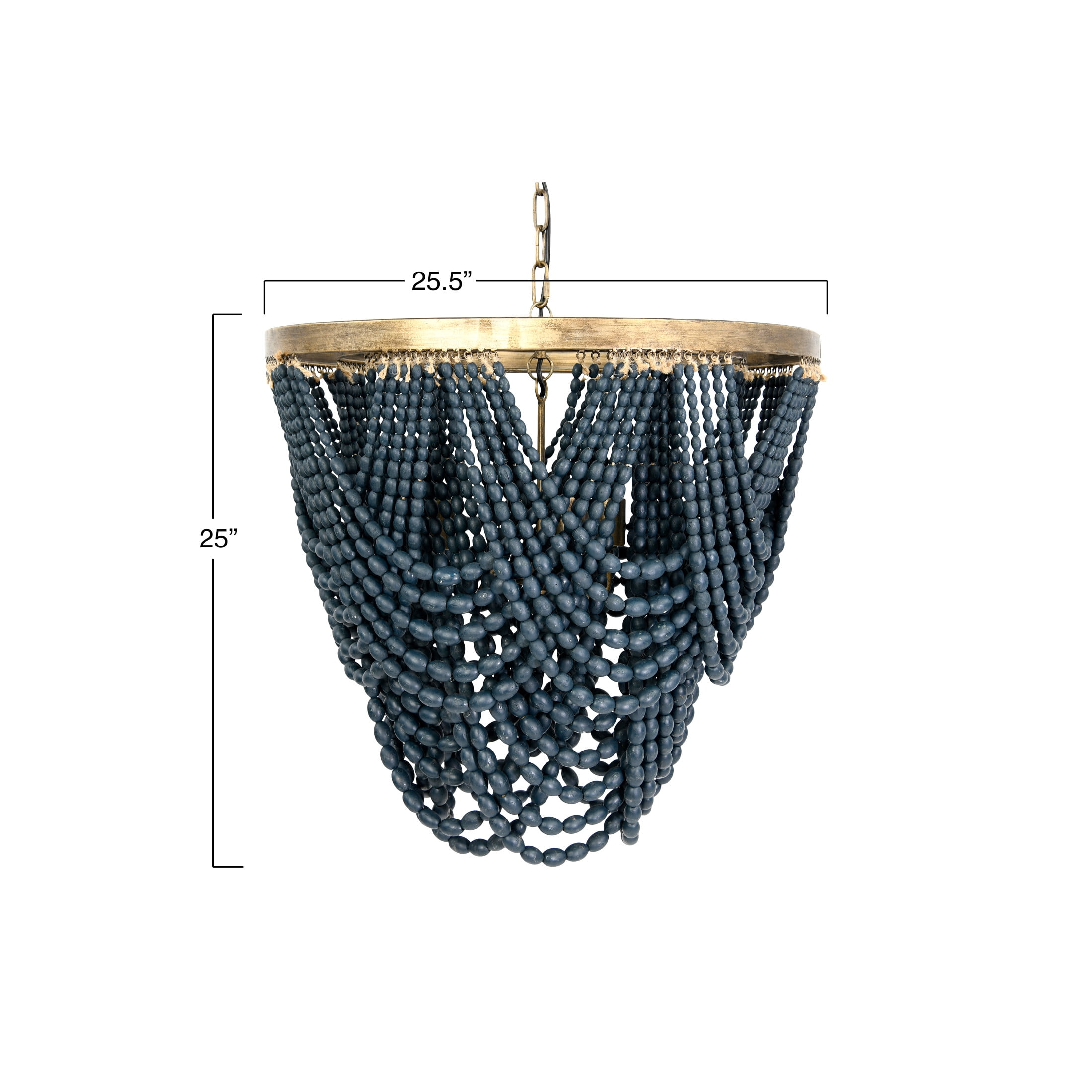 Creative Co-Op 2-Tier Draped Wood Bead Chandelier, Blue