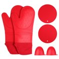 thumbnail image 2 of Guantes resistentes al calor BuyWeekMX manoplas de silicona gruesas para hornear estética elegante, 2 of 9