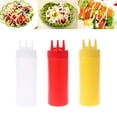 thumbnail image 2 of Botella de 3 agujeros, dispensador de condimentos, salsa de vinagre, aceite, Ketchup Cruet Bin Feliz Sencillez, 2 of 5