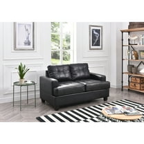 Glory Furniture Sandridge Faux Leather Loveseat in Black