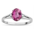 thumbnail image 2 of Star K � Oval 8x6 Created Pink Sapphire Split Shank Three Stone Engagement Promise Ring, 2 of 9