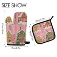 thumbnail image 2 of Yayeee Oven Mitts and Pot Holder Set of 4 Heat Resistant Kitchen Gloves Baking Hot Pad, Pink Christmas House, 2 of 5