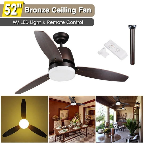 52 Bronze Ceiling Fan With Led Light, Ceiling Fan Led Light Remote Control