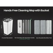 JOYMOOP Mop and Bucket with Wringer Set, Flat Mop Head Spin, Dust Mops for Wall Cleaner with 3 Microfiber Pads,Wet and Dry Use for Floor Cleaning