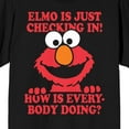 thumbnail image 2 of Sesame Street Elmo Is Just Checking In! Crew Neck Short Sleeve Men's Black T-shirt-Small, 2 of 7