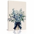 thumbnail image 2 of Canvas Wall Art Blue Floral Canvas Art Print Pastoral Eucalyptus Leaf Bow Vase Pictures Wall Decor for Living Room Bedroom Artwork Decorations Stretched Framed Ready to Hang 24"x32, 2 of 9
