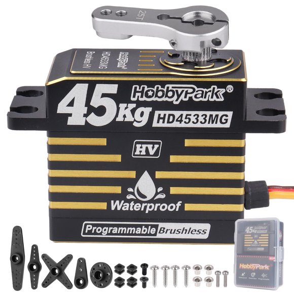 HobbyPark Waterproof 45kg High Torque Servo Brushless Motor 8.4V HV Servo Metal Gear Digital Servo Stainless Steel Gear for RC Crawler RC Car RC Truck RC Buggy Control A