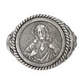 thumbnail image 4 of Solid 925 Sterling Silver Men's Vintage Antiqued Sacred Heart of Jesus Ring Band Size 11.5, 4 of 6