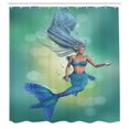 thumbnail image 2 of Ambesonne Cartoon Shower Curtain, Mermaids Swimming, 69"Wx84"L, Teal Pale Blue, 2 of 4