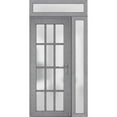 thumbnail image 2 of Front Exterior Prehung FiberGlass Door Frosted Glass / Manux 8312 Grey Ash / Side and Top Exterior Window / -W36+12" x H80+14"-Left-hand Inswing, 2 of 5
