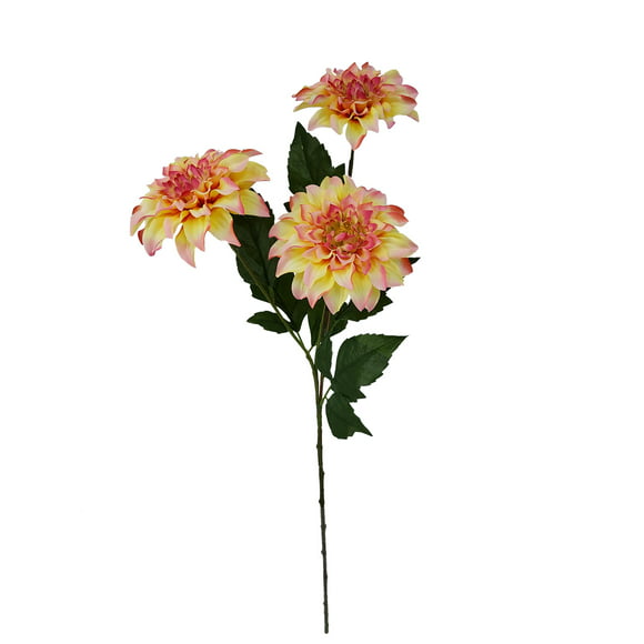 Mainstays Indoor Artificial Flower Stem, Dahlia, Yellow Color, Assembled Prodcut Height 28.75"