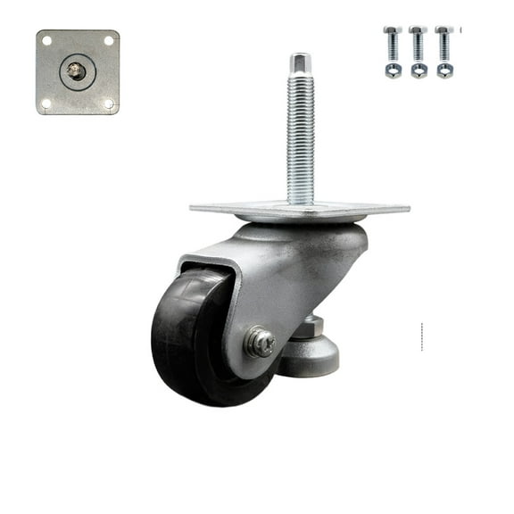 Nylon Swvl Threaded Stem Caster w/2.8" Black Wheel and 16mm x 2.0mm x 138mm Stem