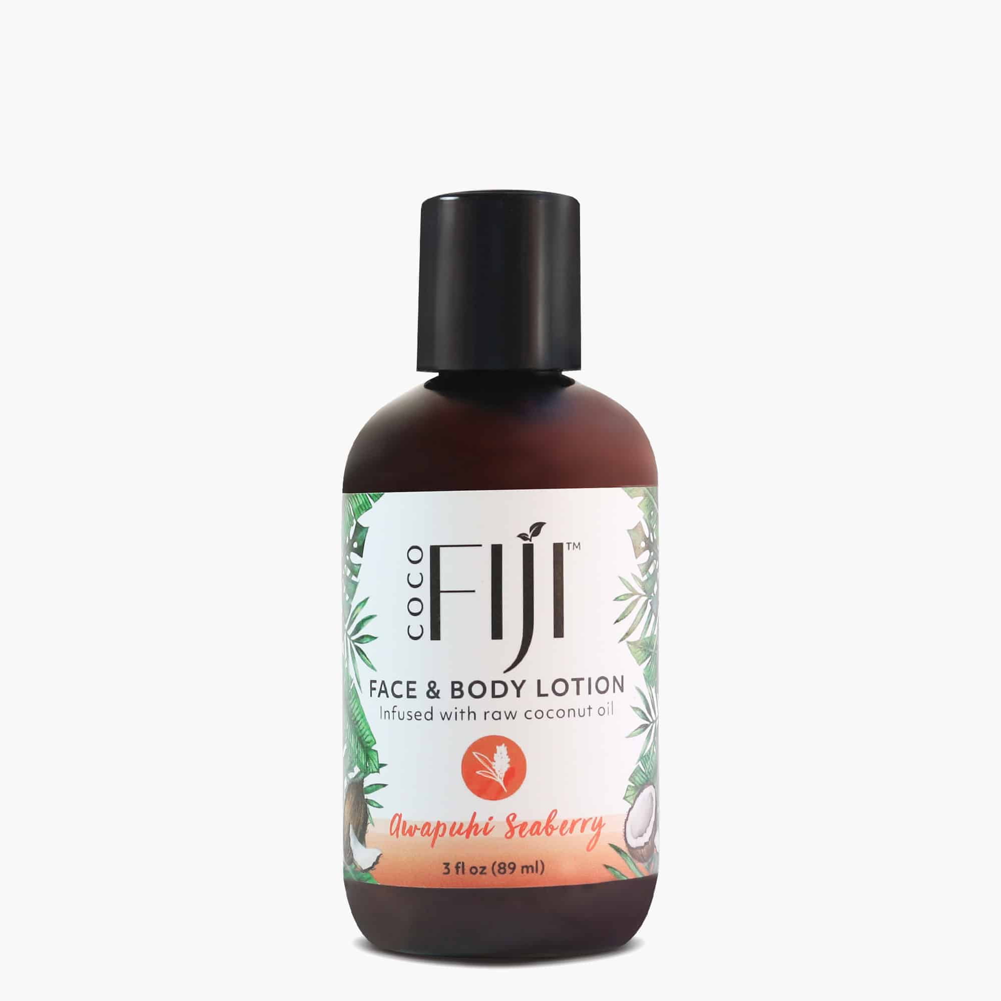 Coco Fiji Face & Body Lotion Infused With Coconut Oil | Lotion for Dry Skin | Moisturizer Face Cream & Massage Lotion for Women & Men | Awapuhi Seaberry 3 oz