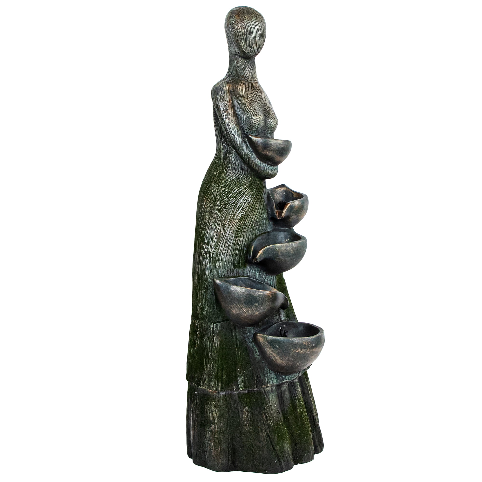 Northlight 39" Lighted Modern Faceless Woman Tiered Outdoor Garden Water Fountain