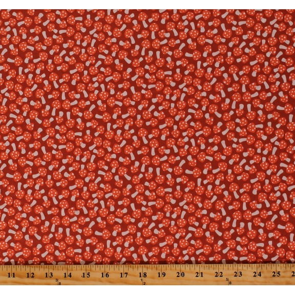 Cotton Mushrooms Toadstools Nature Orange Cotton Fabric Print by the Yard (AZH-19677-380ORANGEADE)
