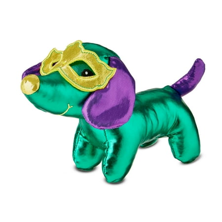 Mardi Gras Plush Dog, Green, 9 in, by Way To Celebrate