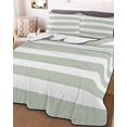 thumbnail image 3 of Quilts Queen Size, Sage Green Stripe Soft Comforter Bedding Set for Bed, Modern Simple Geometric White Striped Lightweight Quilted Bedspread with Pillow Cover(2 Pieces) for All Season, 90x96 Inch, 3 of 6