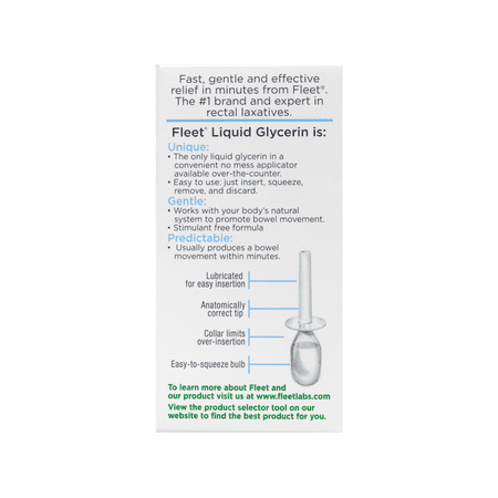 Fleet Liquid Glycerin Suppositories Laxative, Gentle Glide Tip, 4ct, 3-Pack