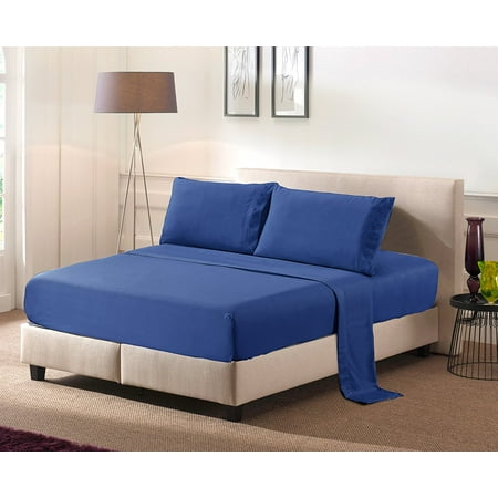 - Goldsun America Bed Sheet Set - Soft Brushed Microfiber 2300 Bedding - Wrinkle, Fade, Stain Resistant - 4 Piece Luxury Grand Collection (Navy Blue, Twin)