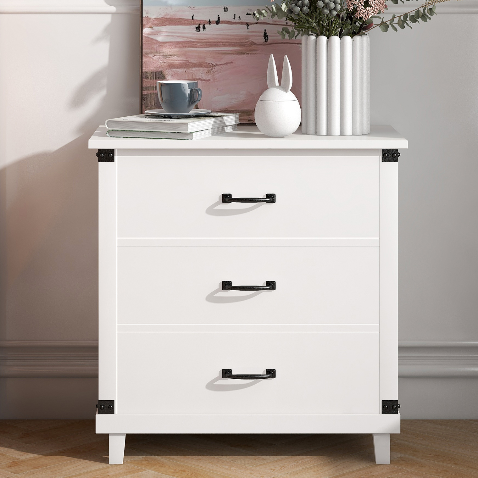 Bellemave Modern 3 Drawers Nightstand, Storage Side table End Table for