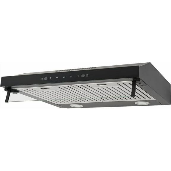 Black Range Hood 24 inch Stainless Under-Cabinet Range Hood with 3-speed Fan & Protective Baffle, Reusable Filters, 900CFM, Touch Control