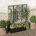 thumbnail image 3 of Metal Planter Box with Trellis, Raised Garden Bed with Trellis Privacy Screen, 62 inch Tall Planter Boxes for Climbing Plants, Flowers, Vegetables, Fruits, Balcony and Patio Decor (Black), 3 of 8