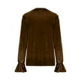 thumbnail image 5 of Velvet Blouses for Women, Cowl Neck Trendy Long Sleeve Shirts, Fall Casual Elegant Tops, 5 of 6