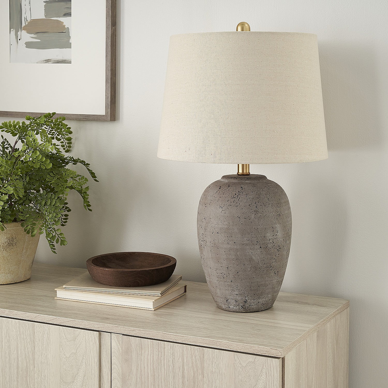 Nourison 23” Brown Unglazed Ceramic Urn Table Lamp