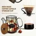 thumbnail image 4 of Tzdxfgl Coffee Pod Holders Basket with Wood Lid, Large Capacity K Cup Holder for Counter, Black Pot, 4 of 9