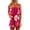 #2-Hot Pink, variant on Chiffon Short Jumpsuits Womens Off Shoulder Floral Dressy Casual Pleated Romper Shorts Summer Beach Boho Outfits with Flowy Hem