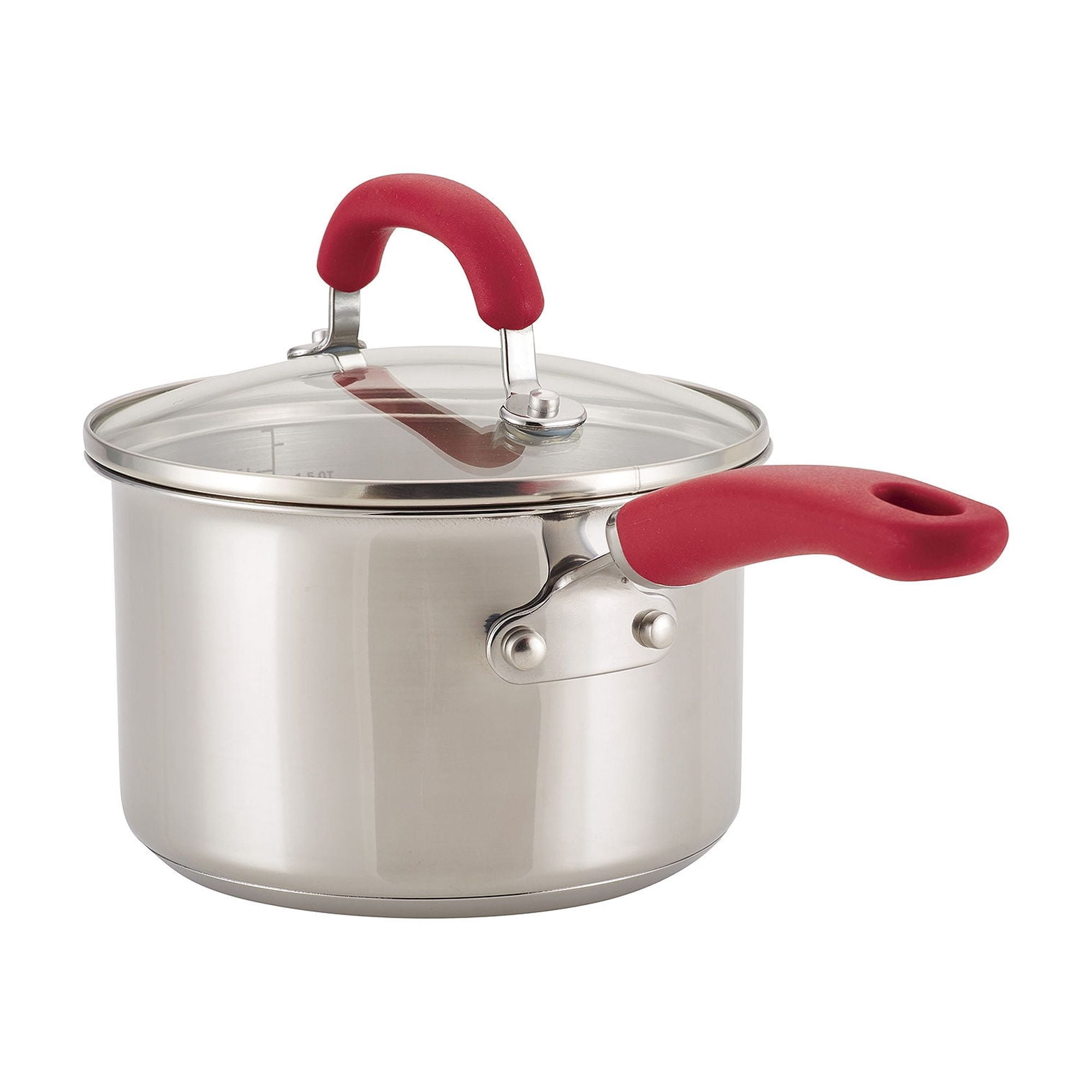 Rachael Ray Create Delicious 10 Piece Stainless Steel Cookware Set, Red Handles