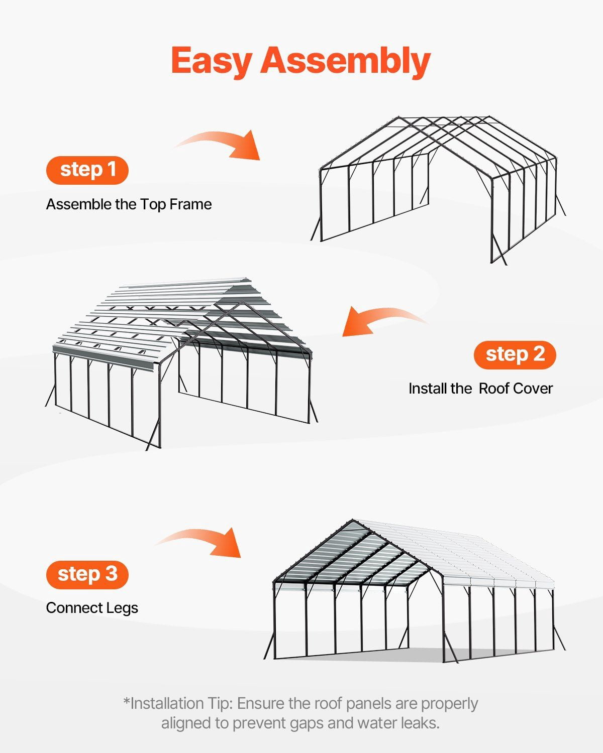 20 x 24 ft Heavy-Duty Metal Carport, Outdoor Car Shelter Garage for Cars, Trucks, Boats, RVs & Vehicles – Weather-Resistant Steel Canopy Cover with Anchoring Kit