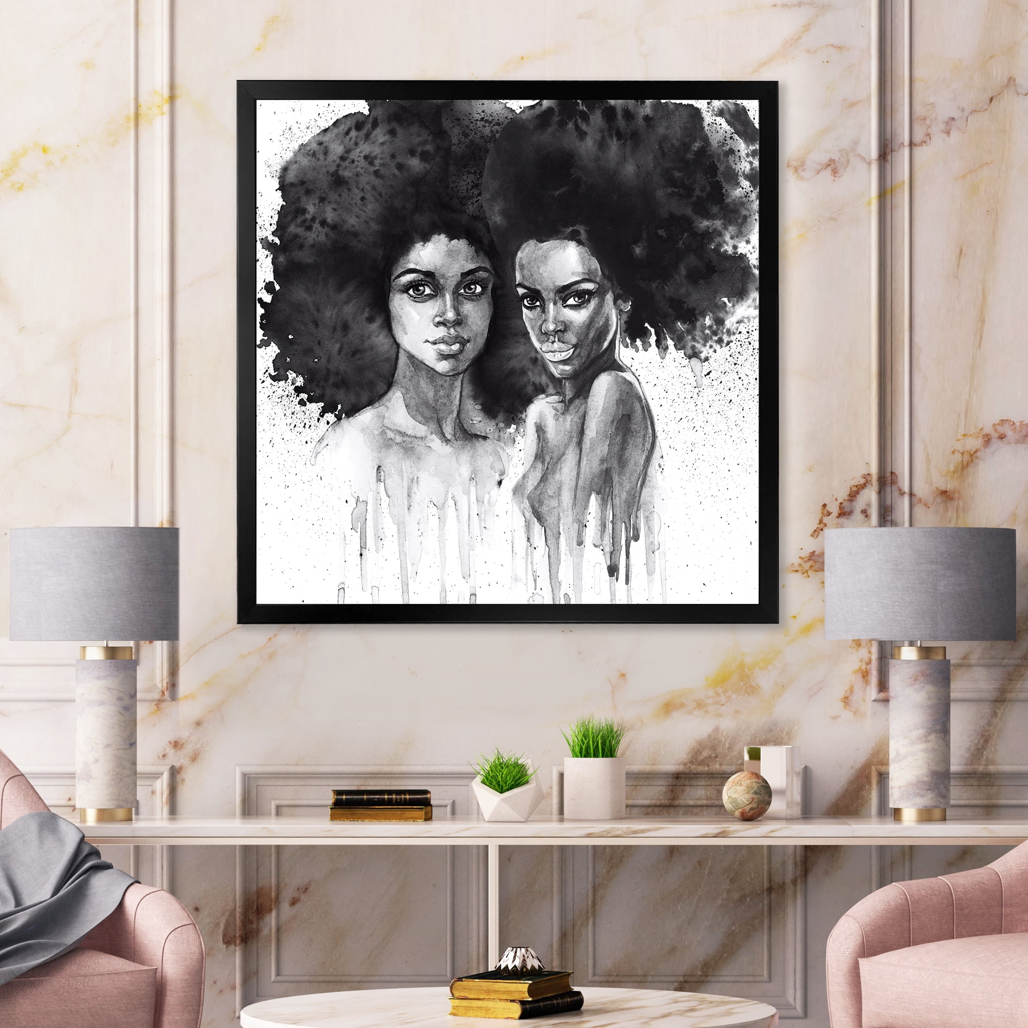Designart 'Portrait of Afro American Woman XI' Modern Framed Art Print