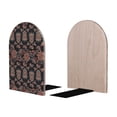 thumbnail image 2 of Lsque Retro Floral Printed Wood Bookends,Non-Skid Bookend for Shelves,Heavy Duty Support Bookends,Non-Slip Foam Pads for Office, Home, and Library,1 Pair, 2 of 8