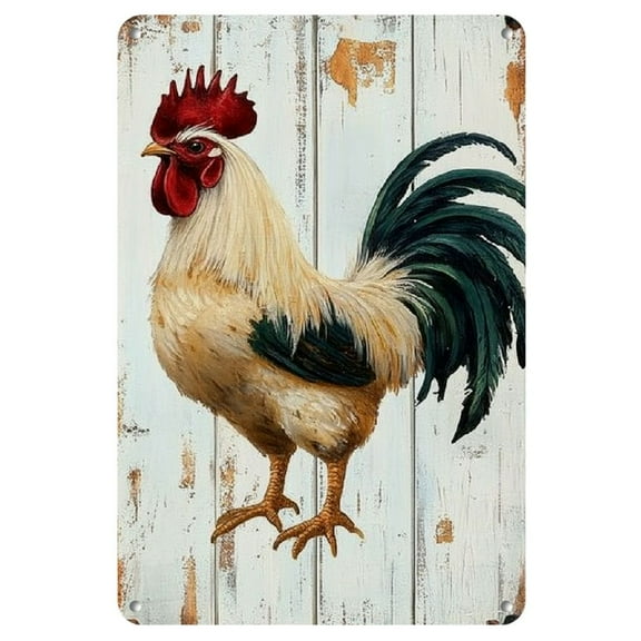 1pc Rustic Farmhouse Rooster Metal Sign, Vintage Chicken Wall Art, Kitchen Decor, Coffee Shop, Club, Restaurant, Home, Garden Gift for Poultry Enthusiasts, 8x12 inches